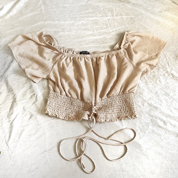 Fashion Nova Tops - Fashion Nova cream off-the-shoulder peasant crop top